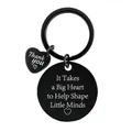 Close-up of black stainless steel teacher appreciation keychain with engraved heart charm - Big Heart Shape Quote Style (L05)