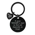 Detail view of black engraved teacher's day keychain with thank you heart - Great Mentor Quote Style (L06)