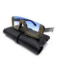 Lunettes de soleil surdimensionnées à verres bleus et monture en strass - Décoration en strass / Verres Bleus / Coloré