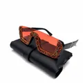 Lunettes de soleil rectangulaires à verres rouges avec strass rouges et dorés brillants - Décoration en strass / Verres Rouges / Rouge