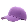 Close-up of a vibrant purple baseball cap with high-quality twill texture and stitching details. - One Size Adjustable / Purple & White