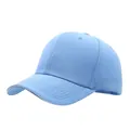 Close-up of light blue baseball cap with curved brim and white sandwich detail - One Size Adjustable / Sky Blue & White