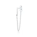 Elegant S925 sterling silver minimalist bar stud earring featuring a delicate tassel chain link - Bar Style / 925 Silver / White Gold