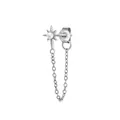 S925 sterling silver star stud earring with pearl and delicate tassel chain detail - Octagram Star Style / 925 Silver / White Gold