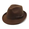 Vintage British style felt fedora hat with ribbon bow in classic brown finish - 56-58cm Circumference / Matching Bow Style (L0229) / Dark Brown
