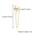 S925 sterling silver lightning bolt stud earring with pave CZ and chain fringe detail - Lightning Style / 925 Silver / Gold