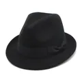 Elegant vintage black fedora hat with a stylish bow detail for a classic look - 56-58cm Circumference / Black Ribbon Bow Style (L0229) / Black