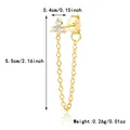 S925 silver gold-plated flower CZ stud earring with tassel chain and size details - Clover Style / 925 Silver / Gold