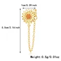 Gold sunflower stud earring with orange zircon and tassel chain made of S925 silver - Sunflower Style / 925 Silver / Gold