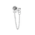 S925 sterling silver rose flower stud earring with delicate chain tassel detail - Rose Style / 925 Silver / White Gold