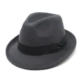 Elegant vintage dark gray wool felt fedora hat with black ribbon bow for men and women - 56-58cm Circumference / Black Ribbon Bow Style (L0229) / Dark Gray