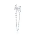 Elegant S925 sterling silver lightning bolt stud earring with sparkling crystal chain tassel - Lightning Style / 925 Silver / White Gold