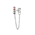 Chic S925 sterling silver stud earring featuring multi-colored gemstones and a tassel chain - Single Piece / Platinum - Colorful Zircon Row