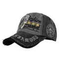 Close-up of vintage washed baseball cap with lion embroidery and 1985 fashion stars - Adjustable / Black