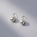 Elegant S925 sterling silver hook earrings with lustrous round white pearls set. - White Pearl (1047) / 8mm / Silver