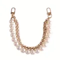 Bandoulière élégante avec perles d'imitation et chaîne gourmette dorée pour sacs - Style d'Épissage de Perles / Or