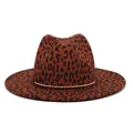 Detailed view of leopard print fedora hat with elegant gold ring band accent - M (56-58cm) / Orange