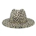 Detailed view of leopard print wool felt fedora featuring an elegant gold band accent - M (56-58cm) / Milk White