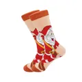 Vista dettagliata delle calze di Natale con un motivo festivo di Babbo Natale - Beige Classic Santa