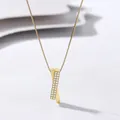 Dainty S925 sterling silver geometric cross X pendant necklace with sparkling stones - 925 Silver / Gold