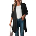 Cárdigan largo negro clásico de manga larga para mujer para un look casual de otoño - S / Tops / Negro