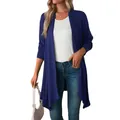 Cárdigan largo para mujer en azul marino con manga larga y ajuste casual para el otoño - S / Tops / Azul marino