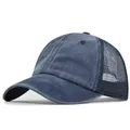 Verwaschene Denim-Baseballkappe mit atmungsaktivem Mesh-Rücken in klassischem Blau - Verstellbar / Gewaschenes Navyblau
