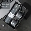 Dettaglio set borraccia termica da 500ml grigio scuro in confezione regalo - 500ml / Grigio