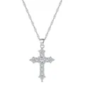 Sparkling S925 sterling silver cross pendant necklace with clear cubic zirconias - Cross Style (DY190103)