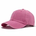 Vintage distressed pink washed cotton baseball cap, adjustable sunshade peak cap - L (58-60cm) / Washed 4-Stitch Brim / Vintage Washed - Pink