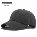 Vintage washed dark grey cotton baseball cap with stylish four-row brim stitching - L (58-60cm) / Washed 4-Stitch Brim / Vintage Washed Dark Gray