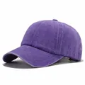 Classic vintage washed distressed purple baseball cap with four-line stitching details - L (58-60cm) / Washed 4-Stitch Brim / Vintage Washed - Purple