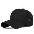 Professional breathable black quick-dry sports baseball cap with laser-cut ventilation - Adjustable / Large Size Black