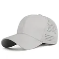 Breathable quick-dry baseball cap in light grey with laser-perforated side holes - Adjustable / Large Size Light Gray
