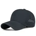 Dark gray breathable laser-cut perforated quick-dry baseball cap with adjustable strap - Adjustable / Large Size Navy Blue