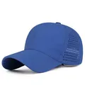Breathable blue quick-dry baseball cap with laser-cut holes for summer sun protection - Adjustable / Sapphire Blue