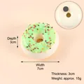 Green frosted simulation donut fridge magnet with colorful sprinkles, 7cm diameter - Fridge Magnet (Magnetic Back) / 1 Piece / Green