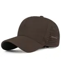 Dark brown adjustable quick-dry baseball cap featuring laser-perforated side vents - Adjustable / Coffee