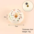 Realistic PU donut fridge magnet with sprinkles, 7cm diameter and 3cm thickness - White