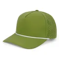 Casquette de camionneur 5 pans vert olive à séchage rapide, corde blanche, trous laser - 55-57cm / Vert
