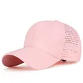 Pink adjustable quick-dry baseball cap with laser-cut breathable holes for summer sun protection - Adjustable / Pink