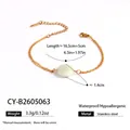 Pulsera de cadena de acero inoxidable dorado con colgante redondo de piedra natural verde - Pulsera (CY-B2605063)