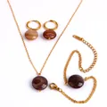 Conjunto de joyas de acero inoxidable con colgantes de ágata natural - Conjunto de Joyas (CY-BEN2605061)