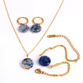 Conjunto de joyas de piedra natural azul con collar pulsera y pendientes oro - Conjunto de Joyas (CY-BEN2605062)
