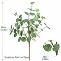 Detail view of single artificial eucalyptus leaf spray with 58cm height - Single Hand-rolled Eucalyptus Branch / Single Pack