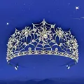 Prachtige zilveren spinnenweb tiara met fonkelende kristallen voor Halloween-feestjes - Zilver Witte Strass