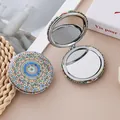 Vintage mandala pattern round compact mirror with double-sided folding design - Pattern Style 3