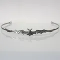 Ingewikkelde barokke legering vleermuis tiara voor Halloween party haarstyling en kostuum - Vleermuis / Gunmetal
