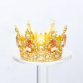Elegante corona de aleación dorada con pedrería naranja para decorar pasteles. - Strass Melocotón / Dorado