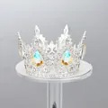 Elegante corona de plata con diamantes de imitación para decoración de pasteles - Diamantes de Imitación Irisados / Plateado